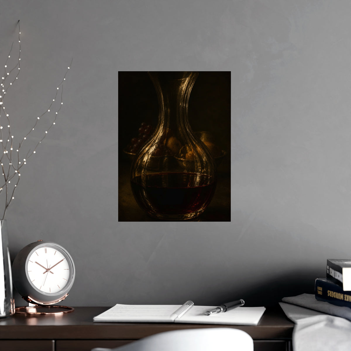 Through the Decanter — through the decanter, shown framed on a wall