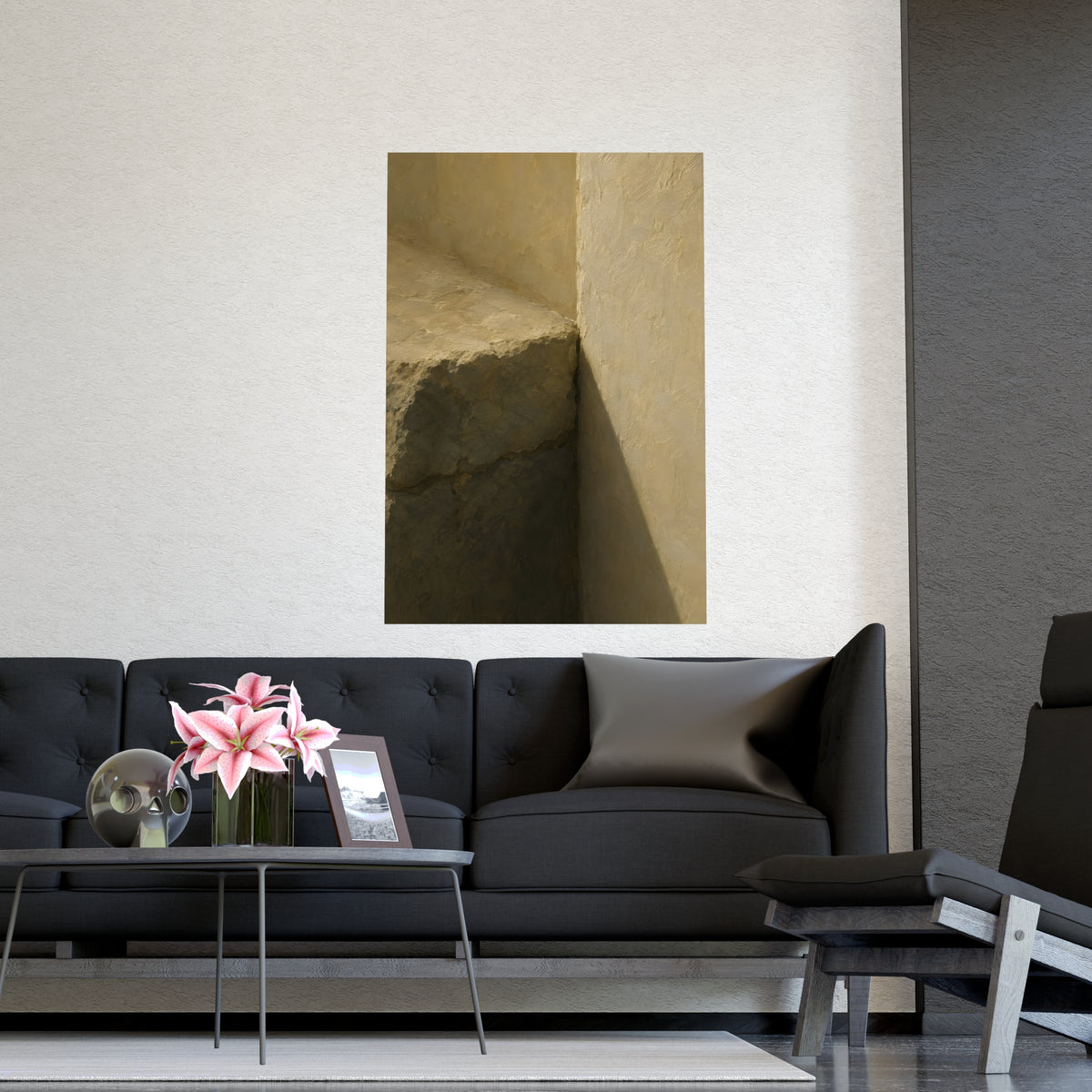 Stone into Plaster — stone into plaster, shown framed on a wall
