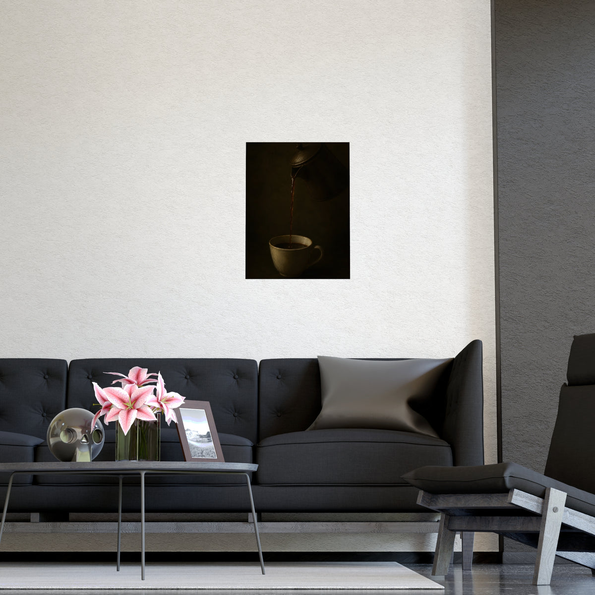 The Pour — the pour, shown framed on a wall