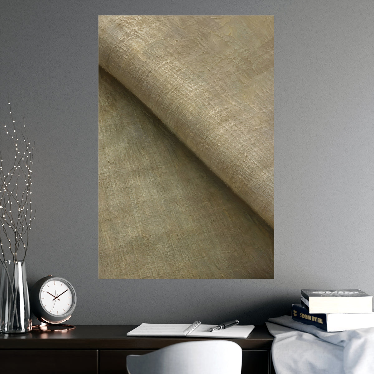 Folded Linen — folded linen, shown framed on a wall