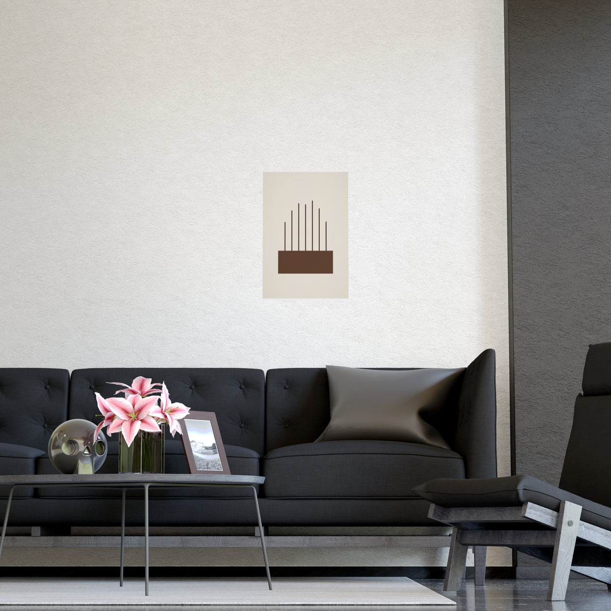 Sand Clay Lines Wall Art — lines in a sand clay palette, shown framed on a wall
