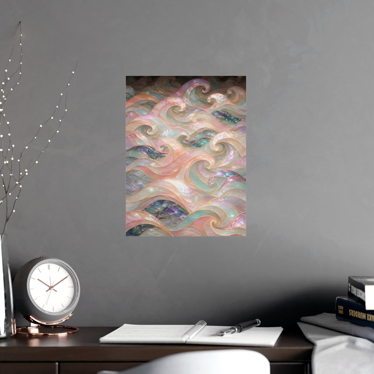 Wave Pattern — wave pattern, shown framed on a wall
