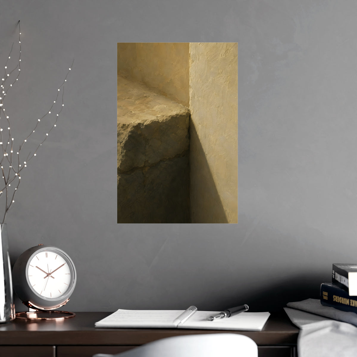 Stone into Plaster — stone into plaster, shown framed on a wall