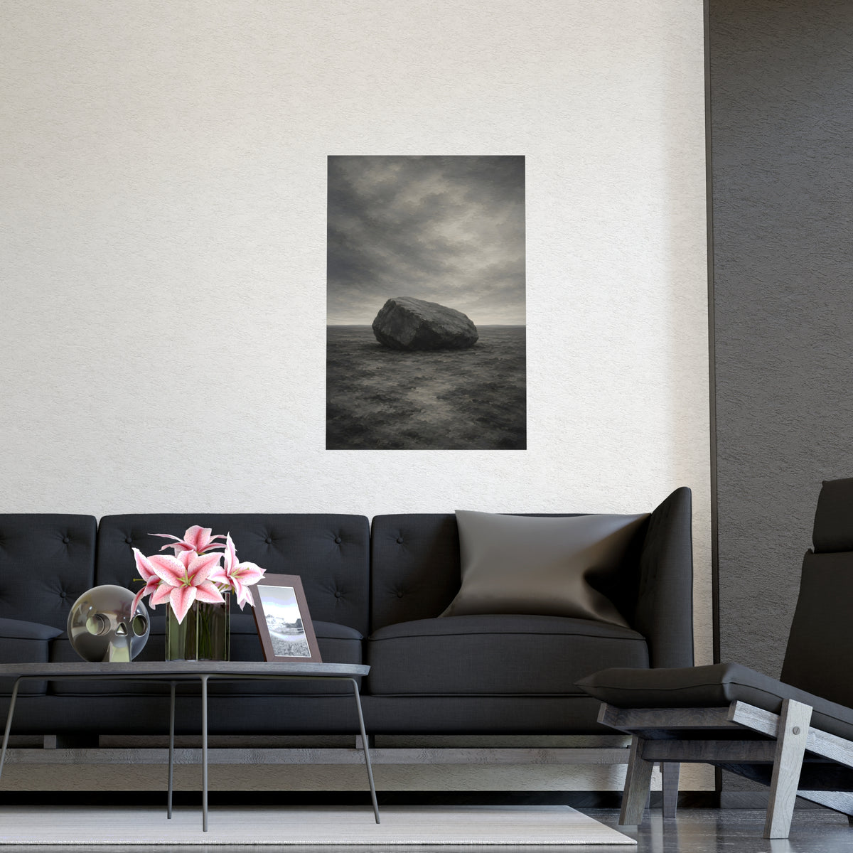 One Boulder — one boulder, shown framed on a wall