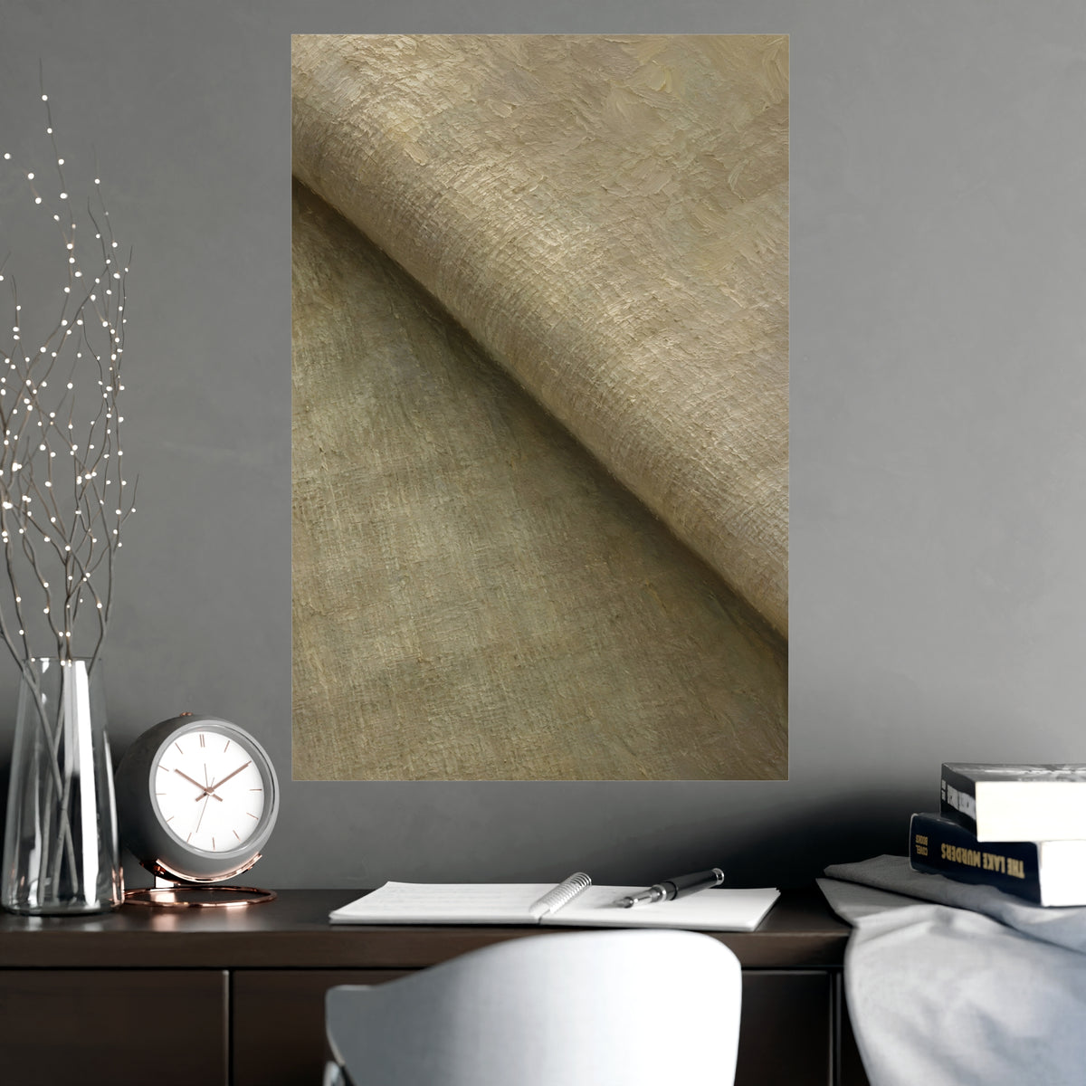 Folded Linen — folded linen, shown framed on a wall