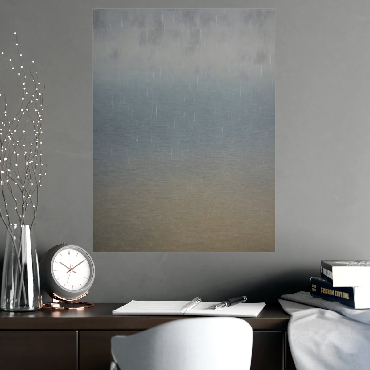 Rain at Sea — rain at sea, shown framed on a wall