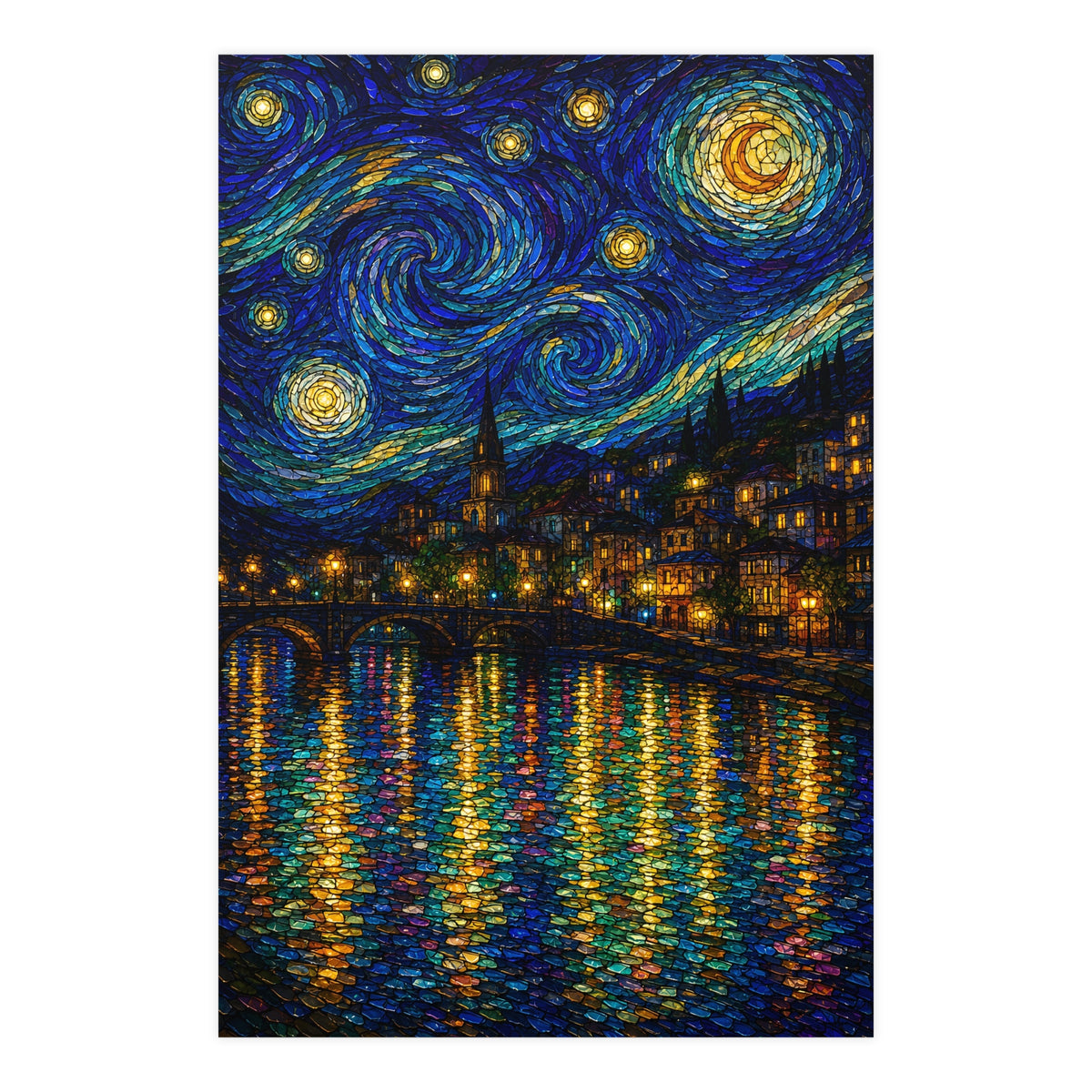 River Town at Night — river town at night, 24x36 in print