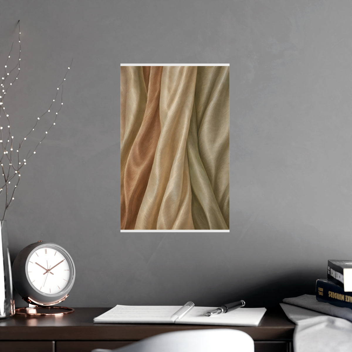Raw Silk — raw silk, shown framed on a wall