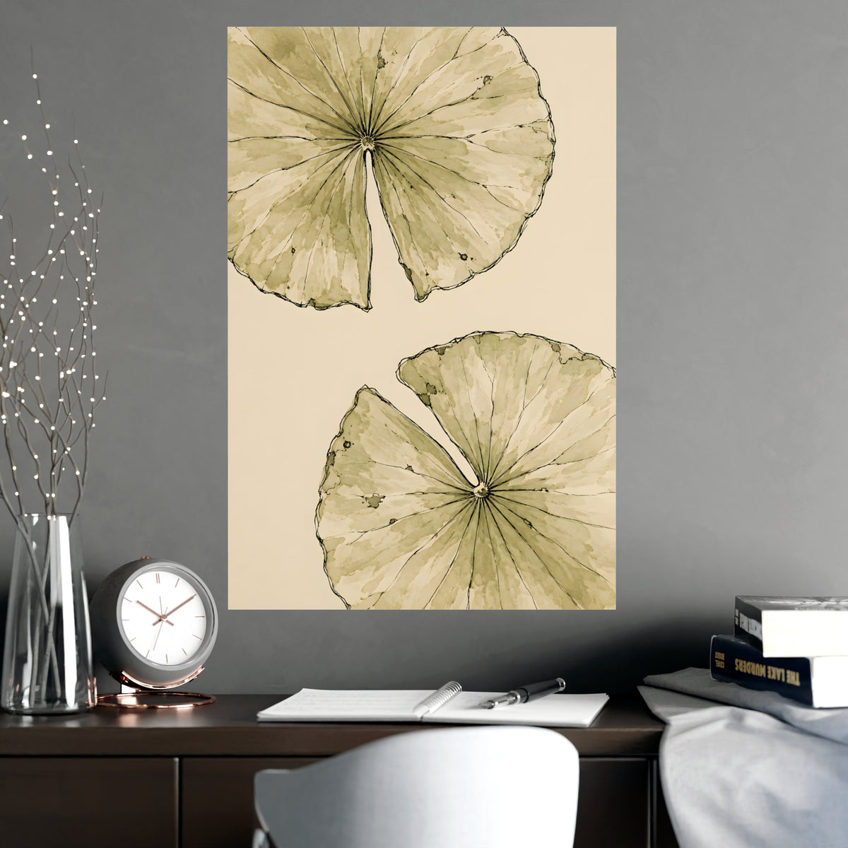 Lily Pads from Above — lily pads from above, shown framed on a wall