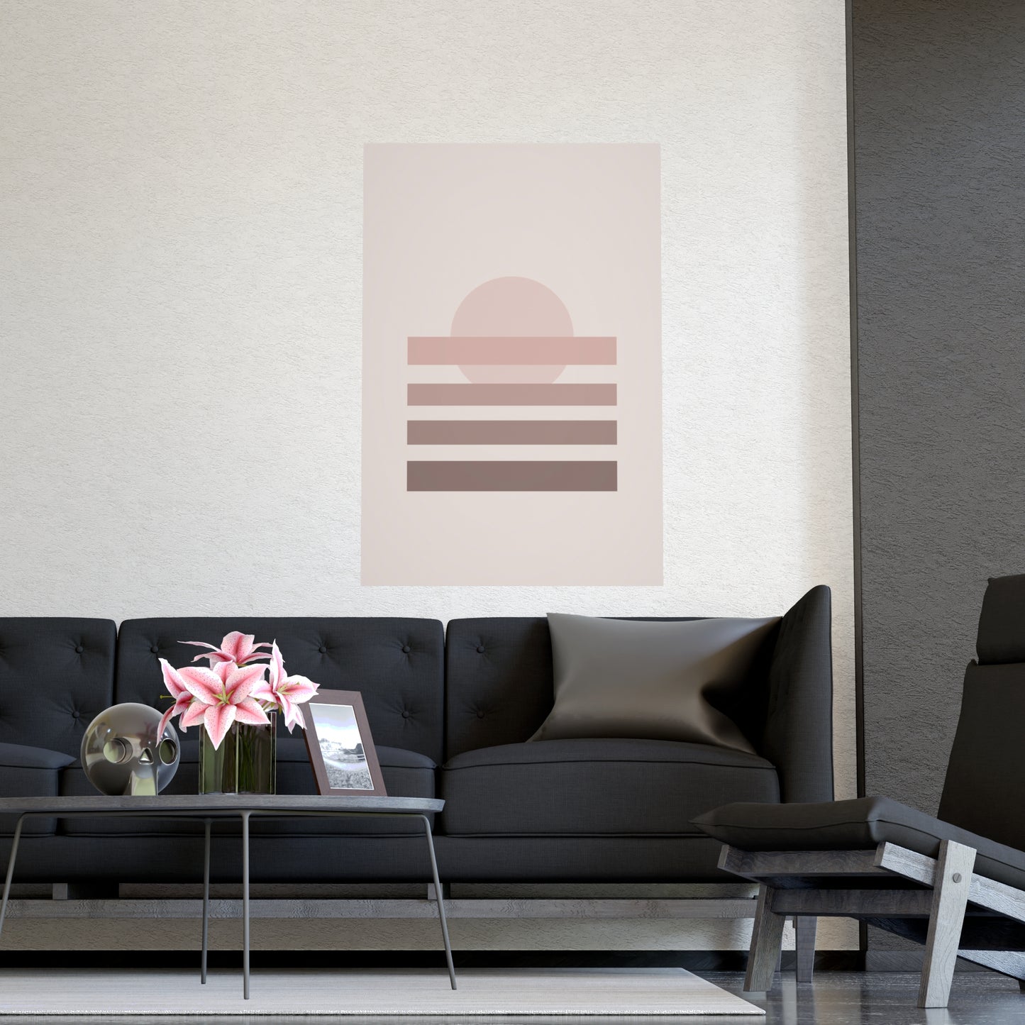 Dusty Rose Sunset Landscape Wall Art | Living Room Print