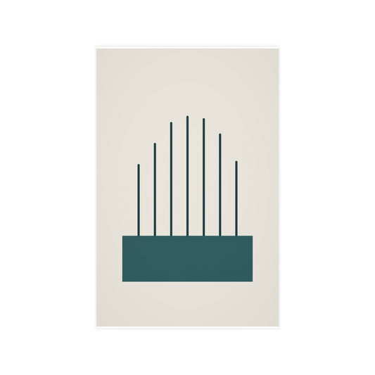 Deep Teal Lines Wall Art | Bedroom Print