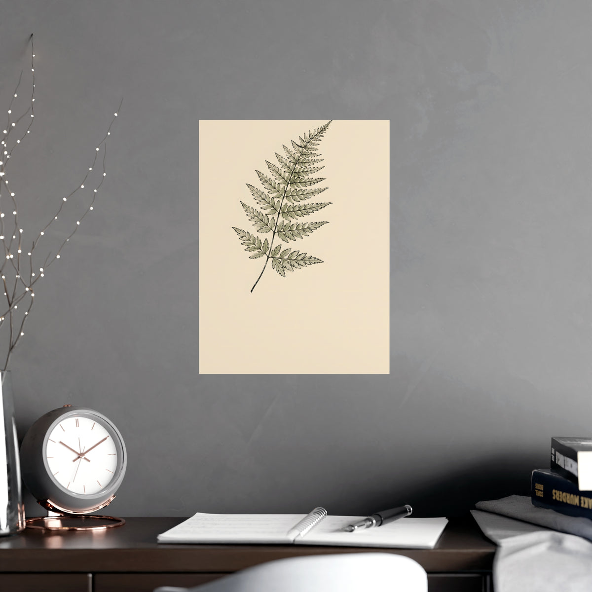 Fern Frond — fern frond, shown framed on a wall