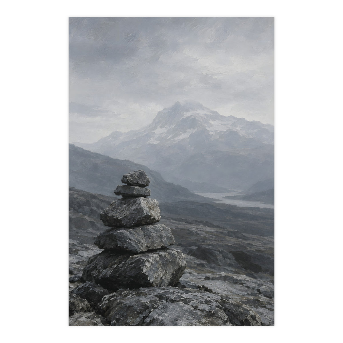 Cairn and Mountain — cairn and mountain, 24x36 in print