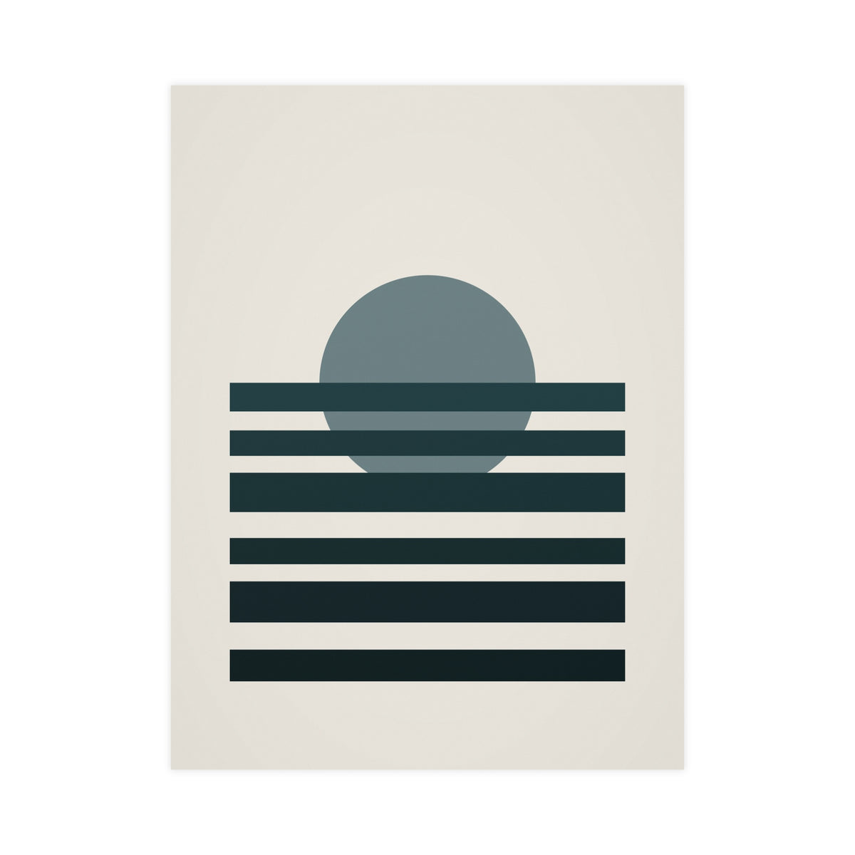 Deep Teal Sunset Landscape Wall Art — sunset landscape in a deep teal palette, 18x24 in print