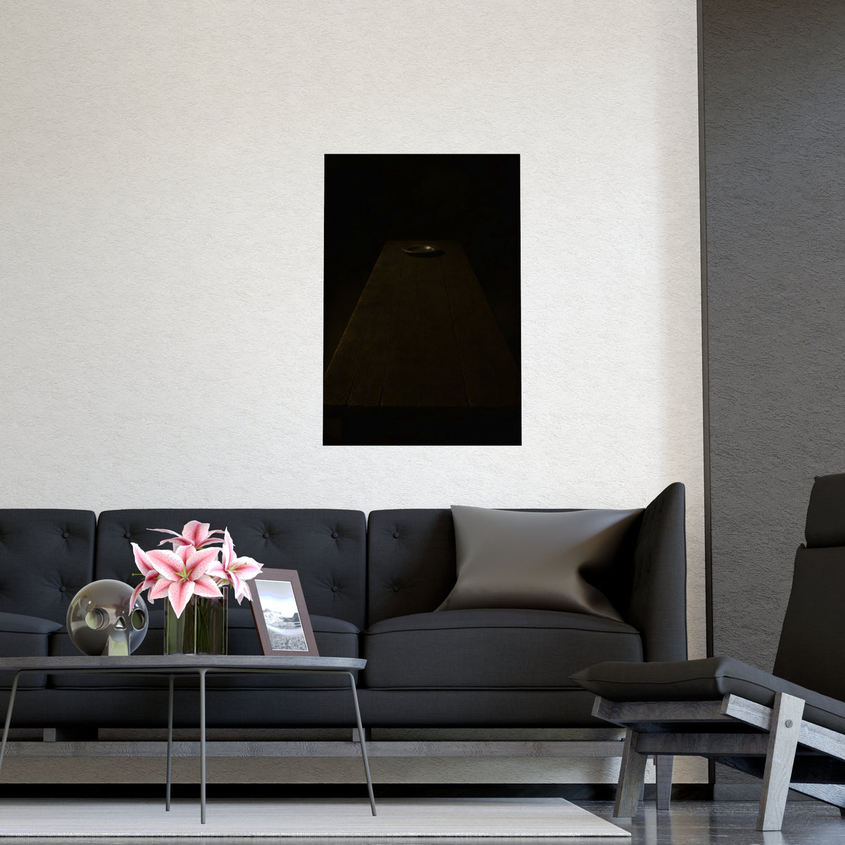 The Far End of the Table — the far end of the table, shown framed on a wall