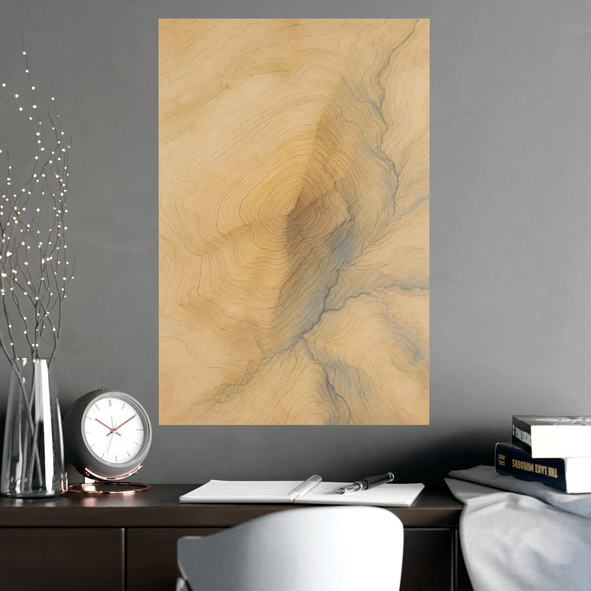 Contour Lines — contour lines, shown framed on a wall