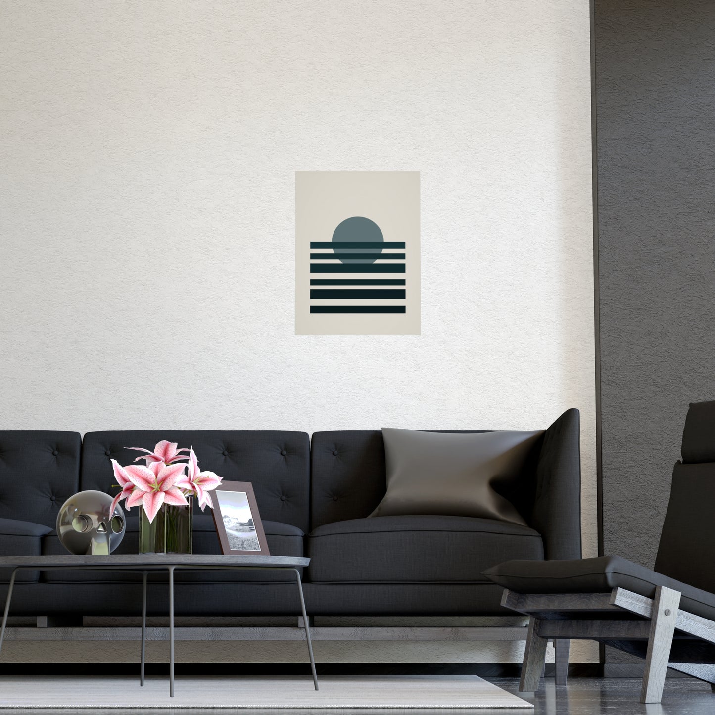 Deep Teal Sunset Landscape Wall Art | Living Room Print