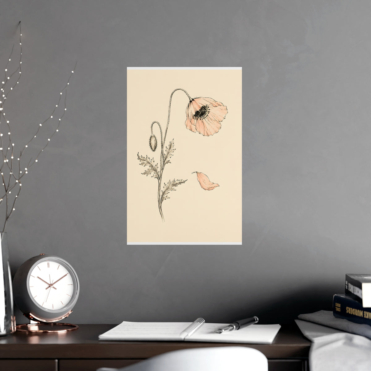 Wild Poppy — wild poppy, shown framed on a wall