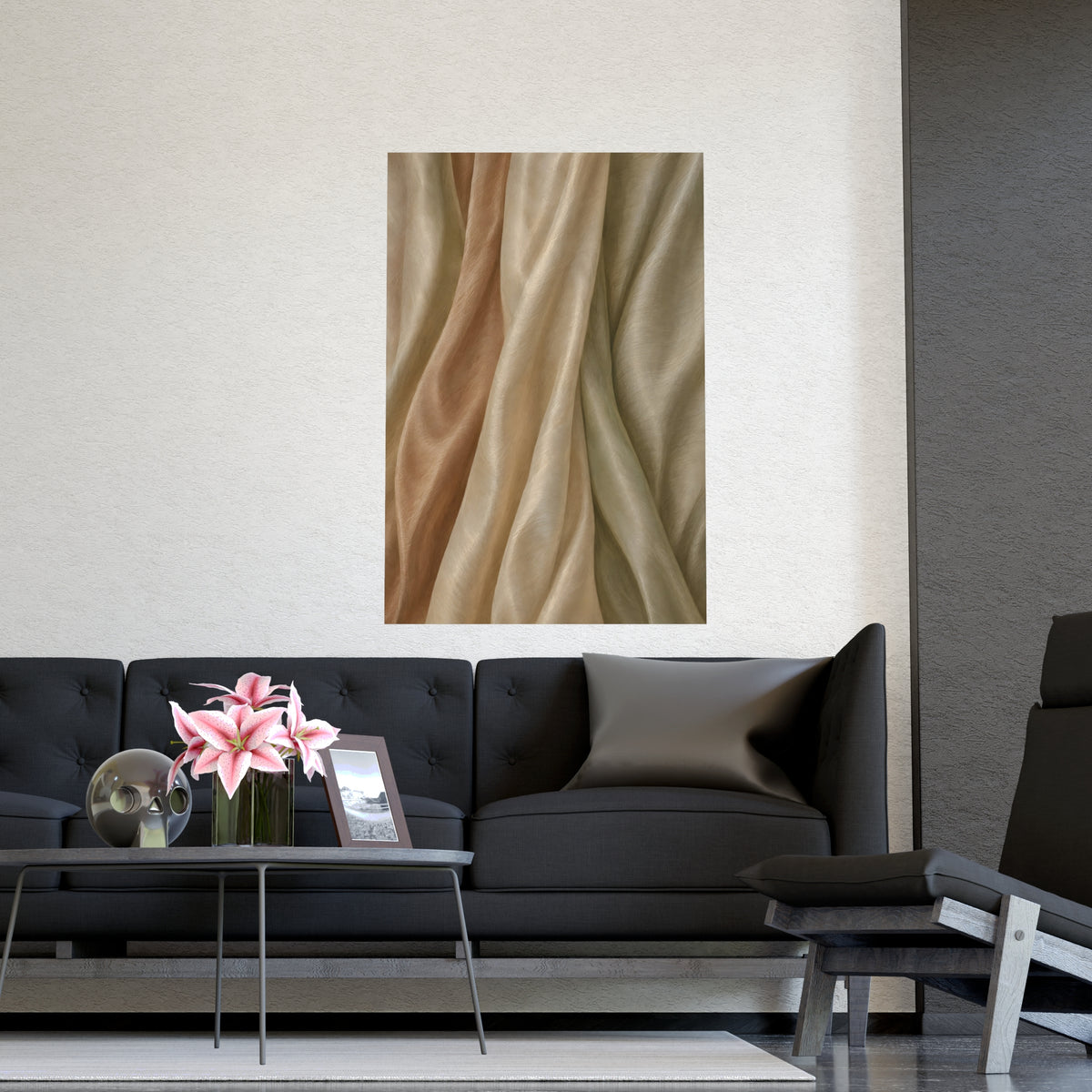 Raw Silk — raw silk, shown framed on a wall