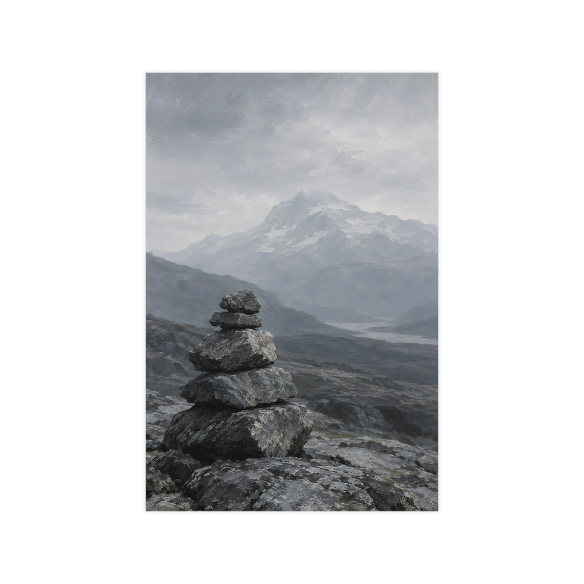 Cairn and Mountain — cairn and mountain, 12x18 in print