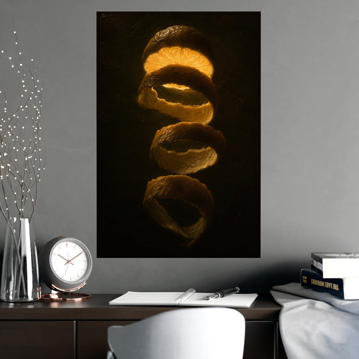 Lemon, Backlit — lemon, backlit, shown framed on a wall