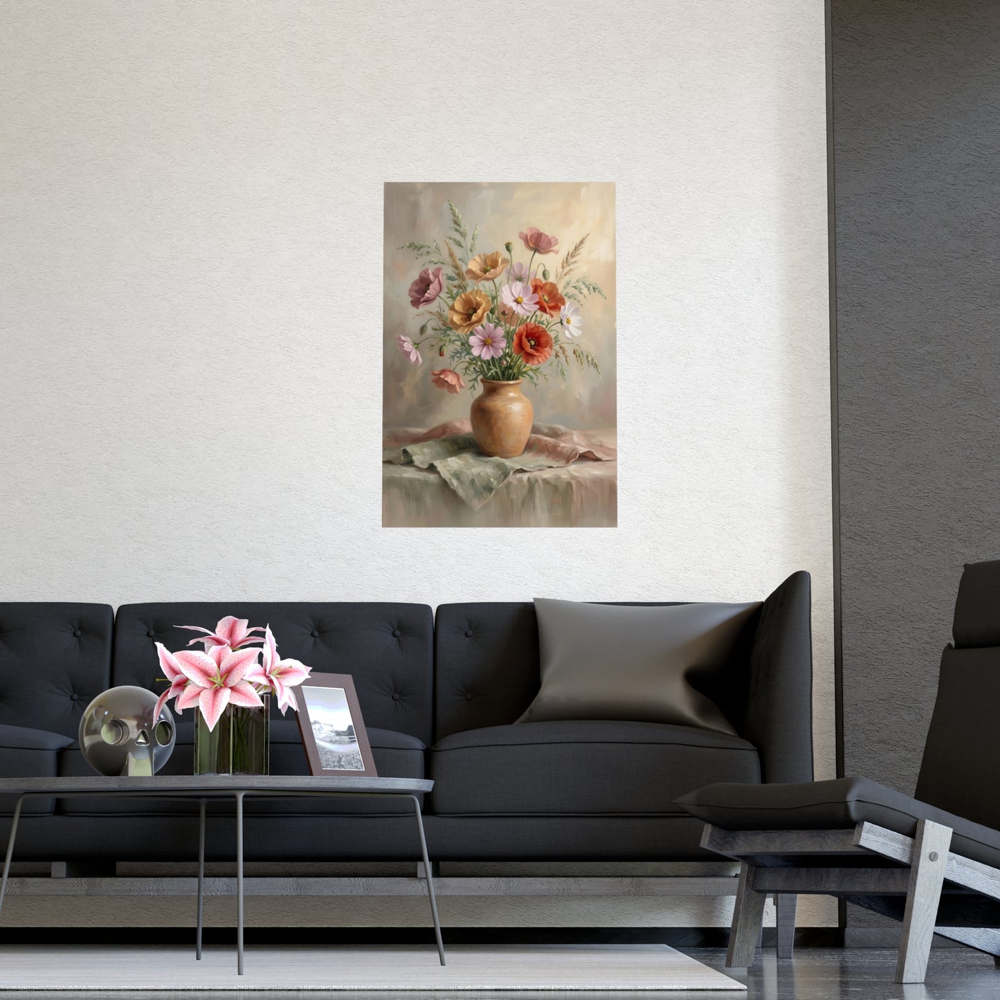 Bouquet de coquelicots et cosmos | Affiche Murale Romantique | Peinture