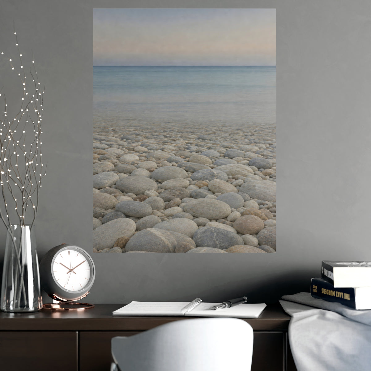 Pebbles Up Close — pebbles up close, shown framed on a wall