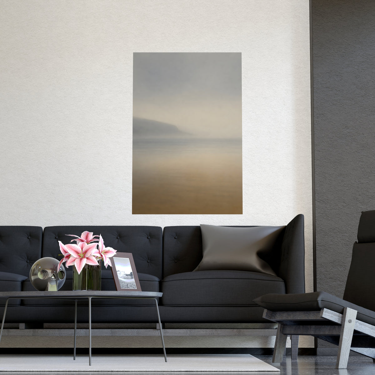 Headland in Mist — headland in mist, shown framed on a wall