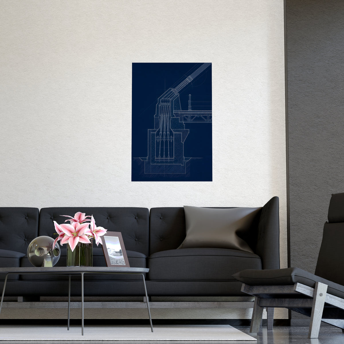 Cable Anchorage — cable anchorage, shown framed on a wall