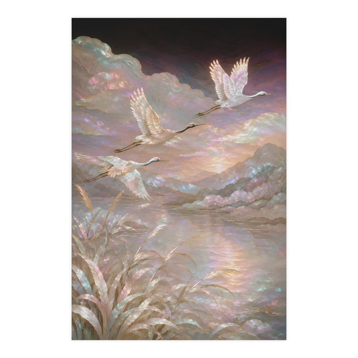 Cranes over Water — cranes over water, 24x36 in print