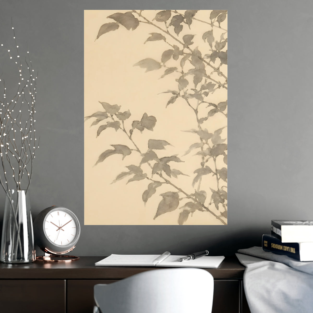 Leaf Shadow — leaf shadow, shown framed on a wall