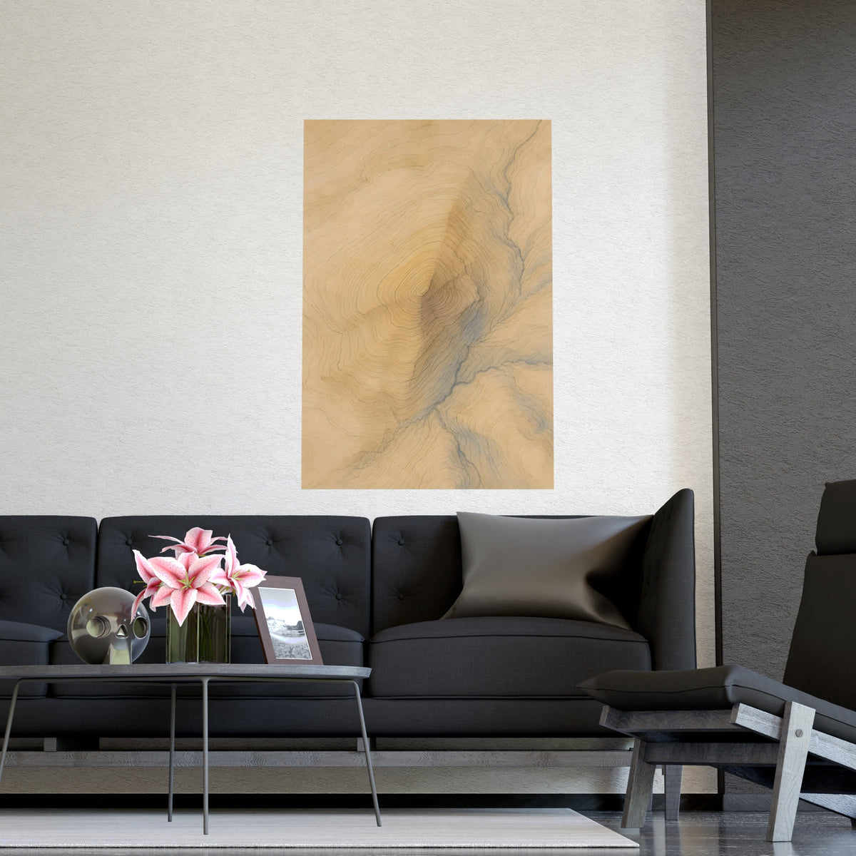 Contour Lines — contour lines, shown framed on a wall