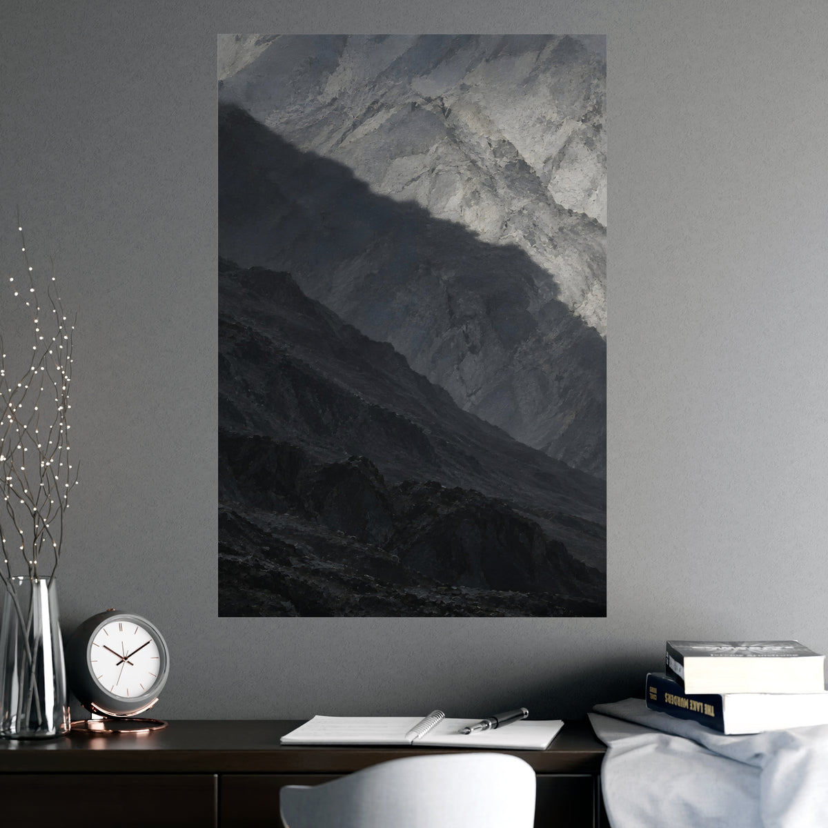 The Shadow of a Mountain — the shadow of a mountain, shown framed on a wall