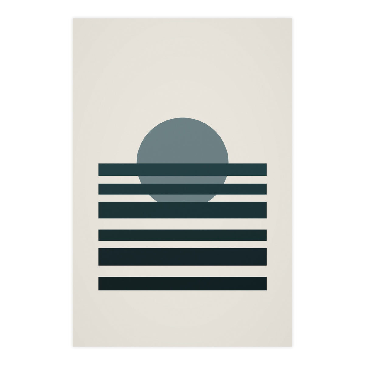 Deep Teal Sunset Landscape Wall Art — sunset landscape in a deep teal palette, 24x36 in print