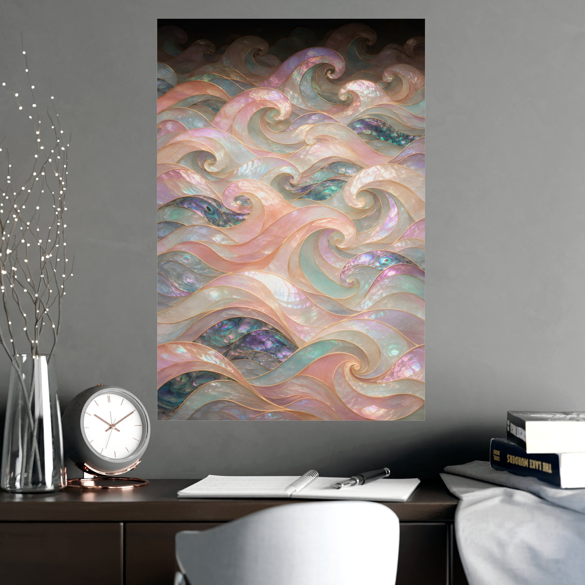 Wave Pattern — wave pattern, shown framed on a wall