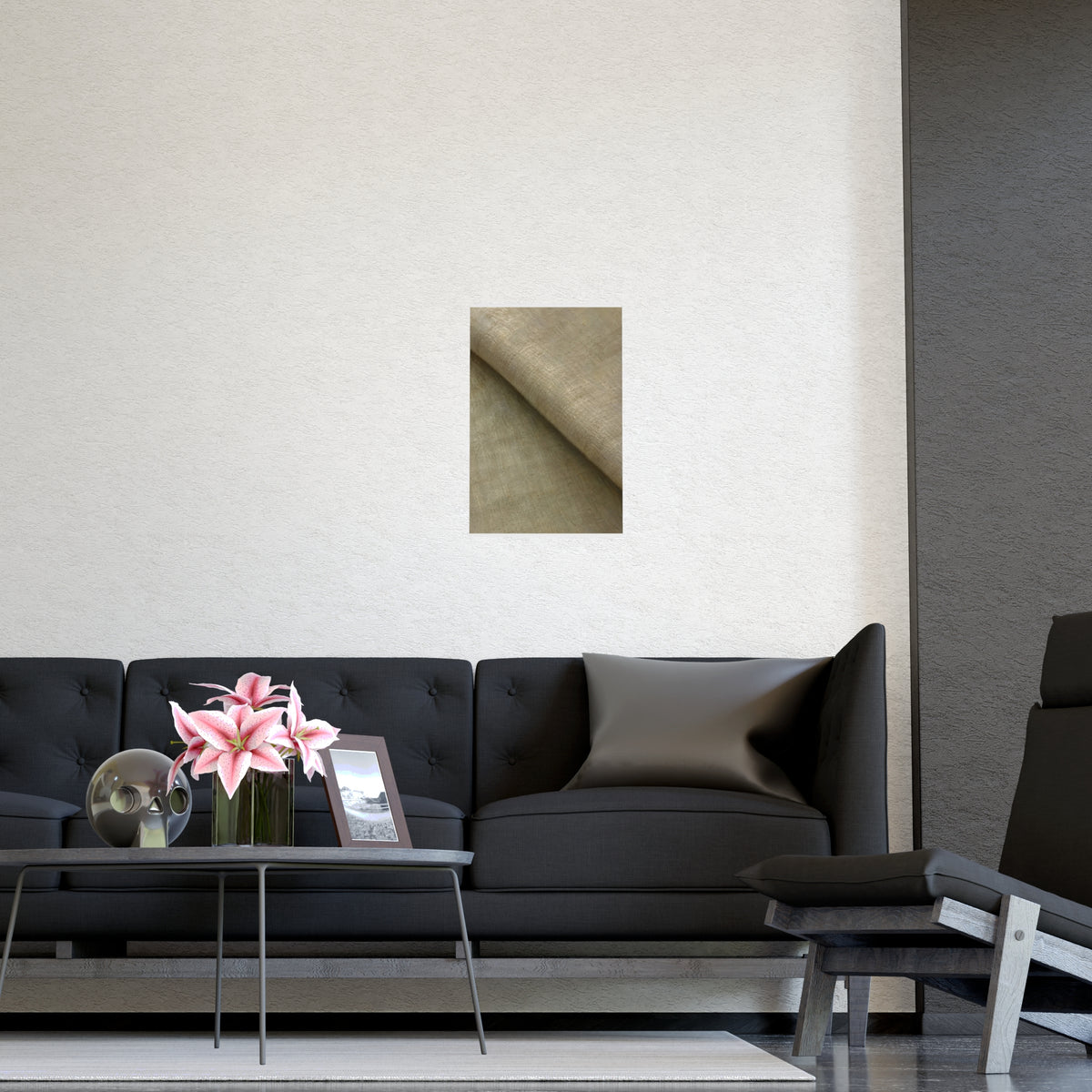 Folded Linen — folded linen, shown framed on a wall