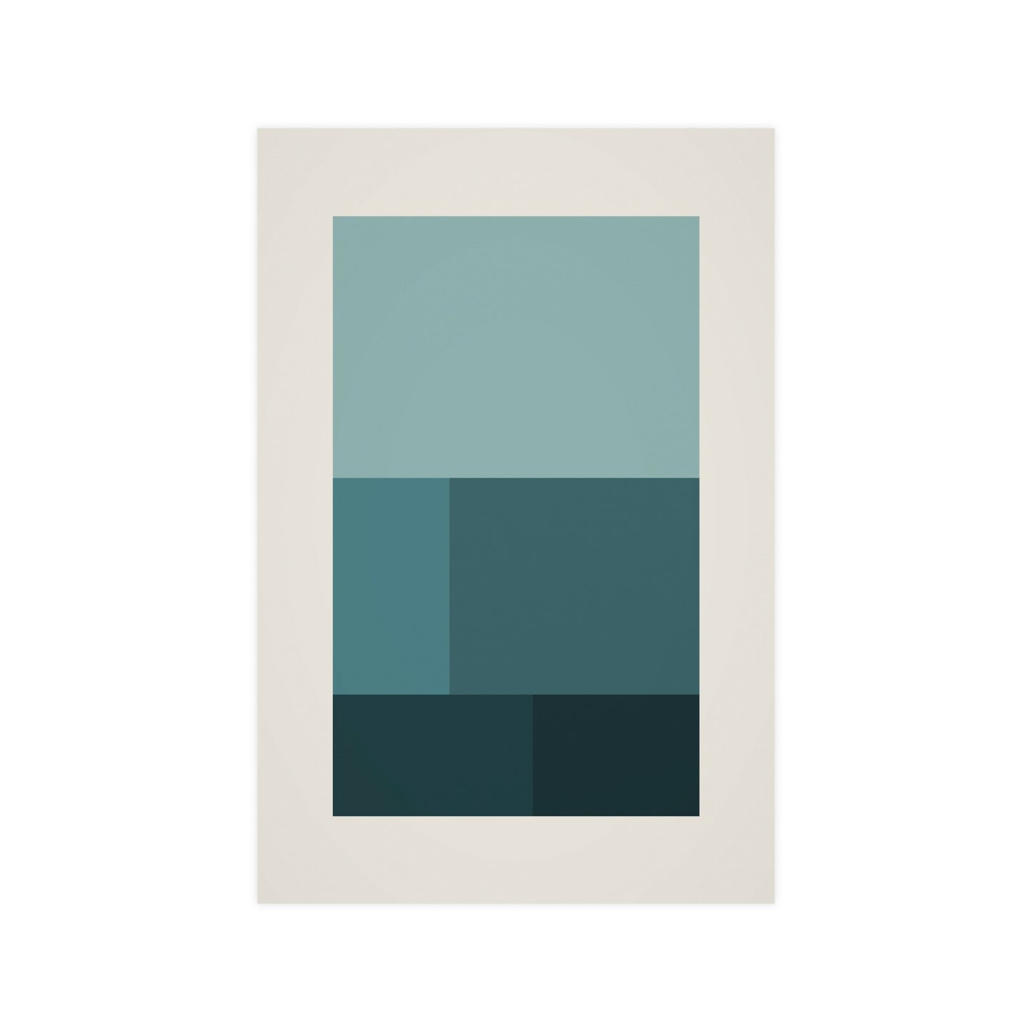 Deep Teal Blocks Modern Wall Art | Living Room Print