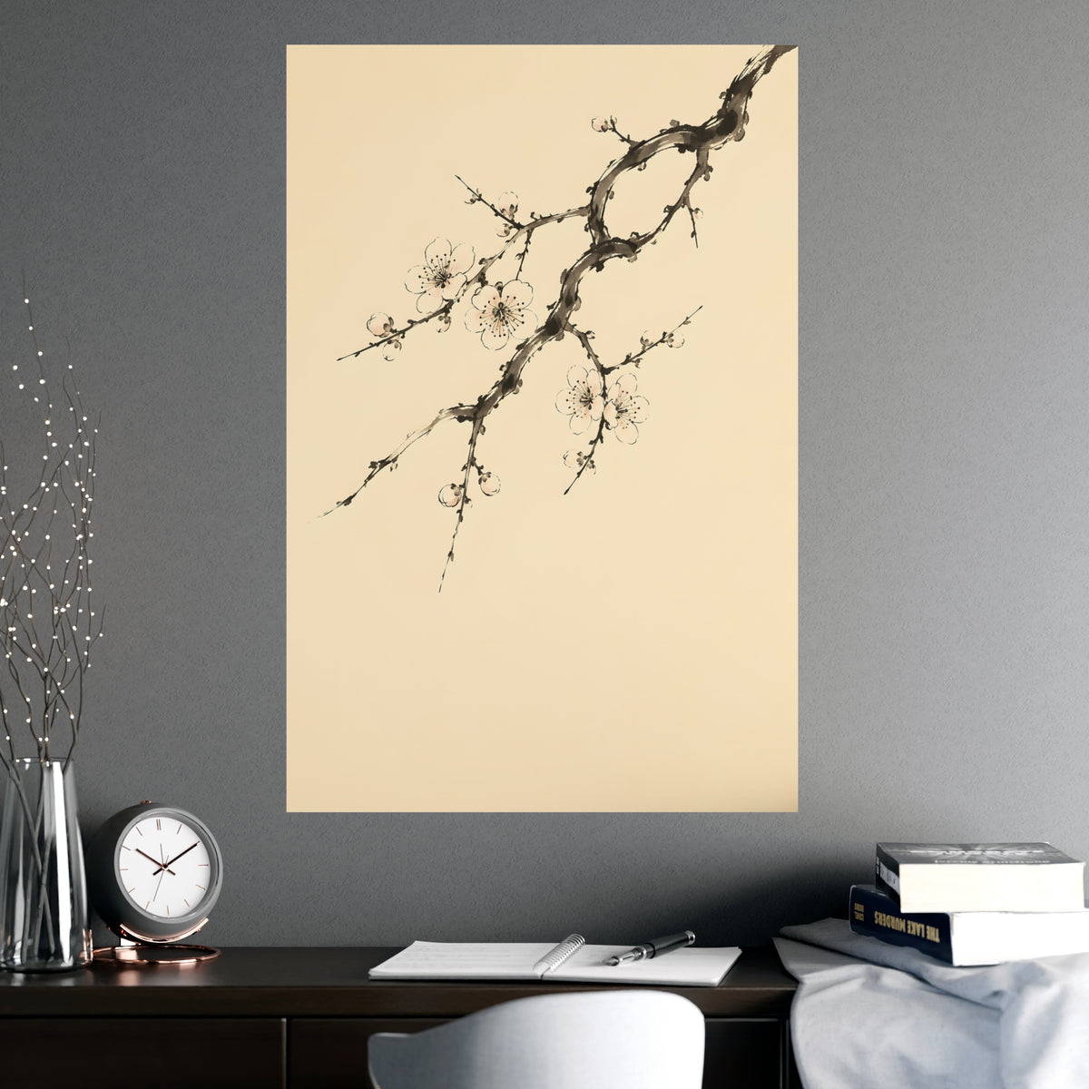 Plum Branch — plum branch, shown framed on a wall