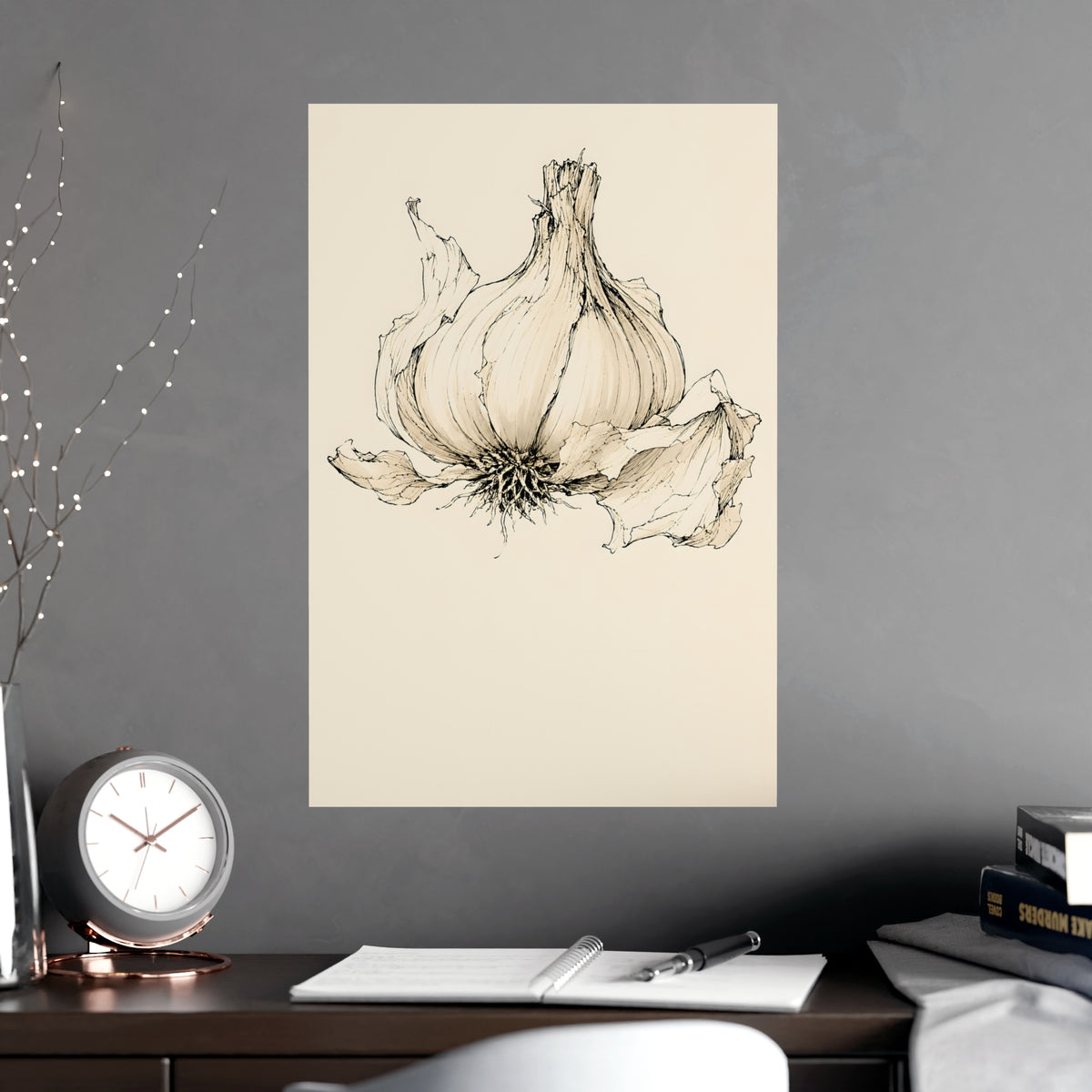 Garlic — garlic, shown framed on a wall
