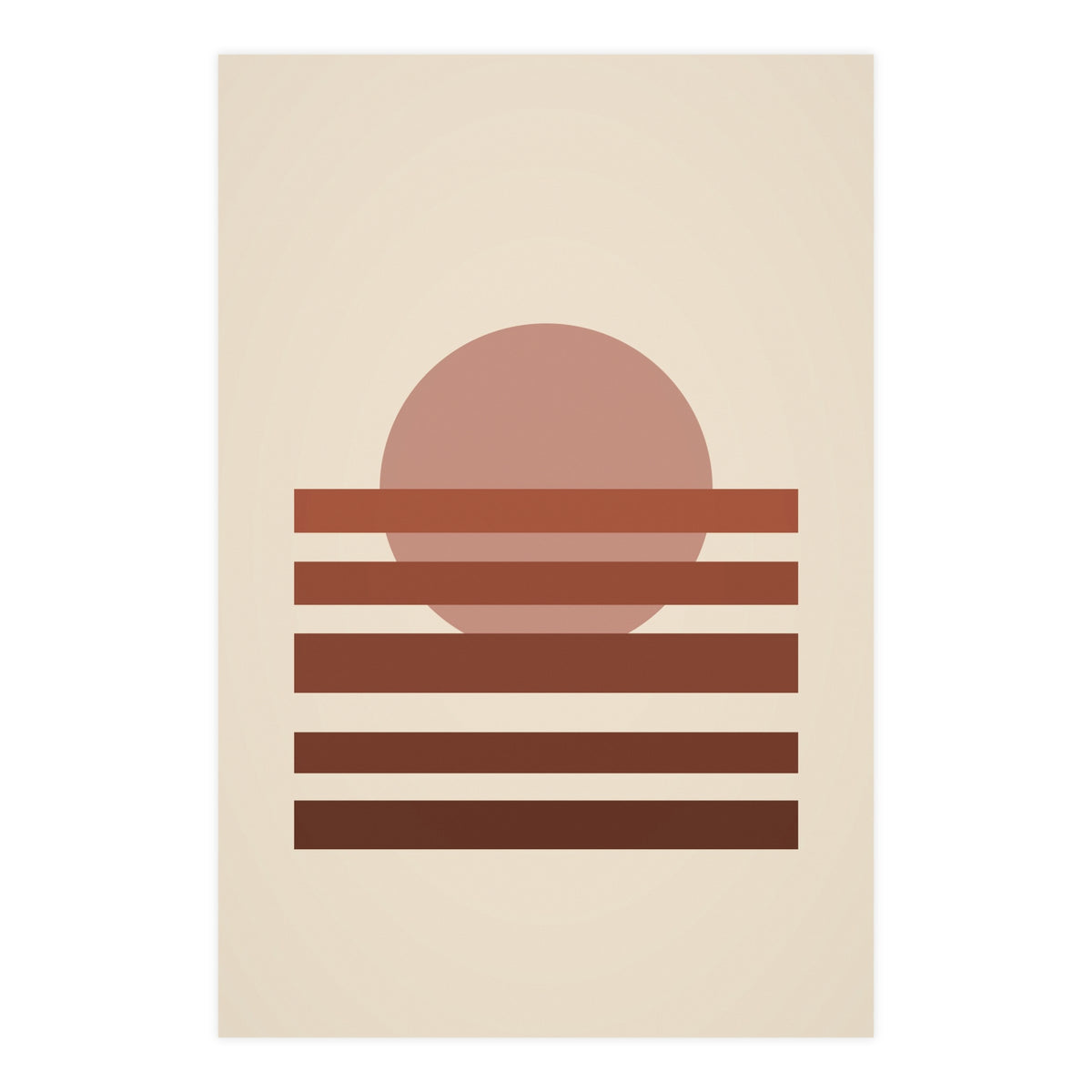 Muted 70s Sunset Landscape Wall Art — sunset landscape in a muted 70s palette, 24x36 in print