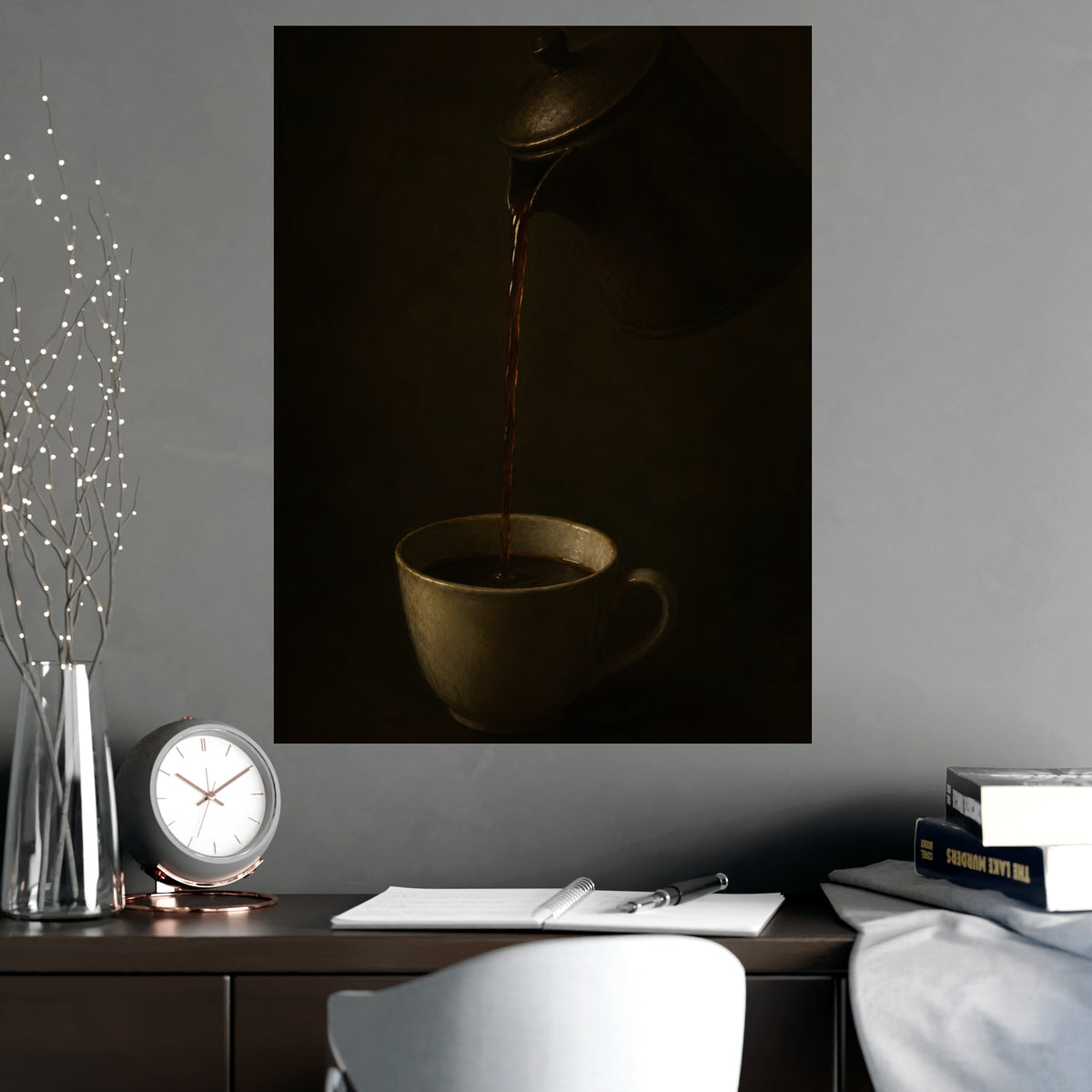 The Pour — the pour, shown framed on a wall