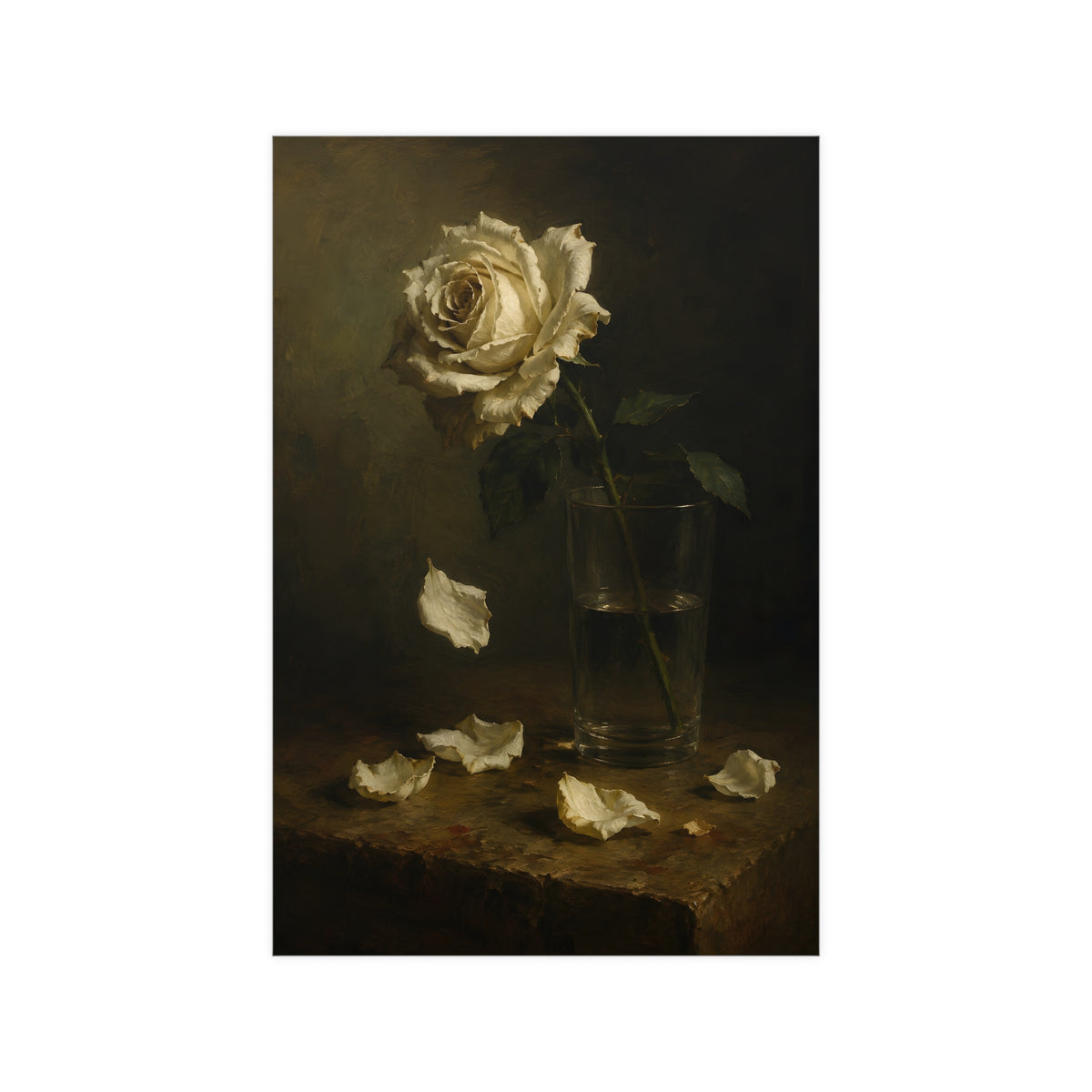 White Rose, Falling — white rose, falling, 12x18 in print