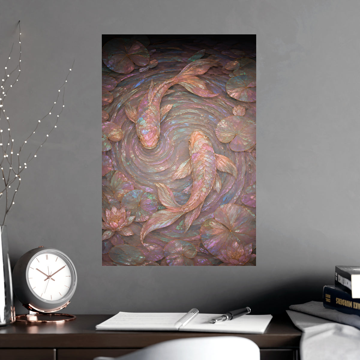 Koi, from Above — koi, from above, shown framed on a wall