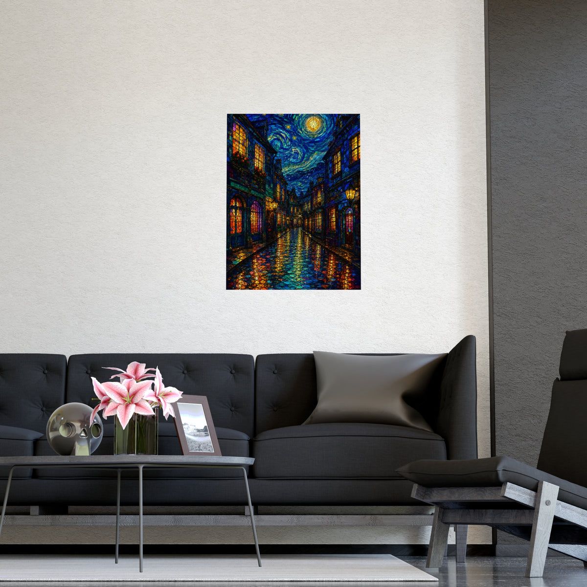 Wet Street — wet street, shown framed on a wall