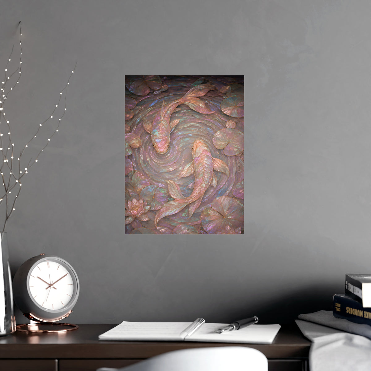 Koi, from Above — koi, from above, shown framed on a wall