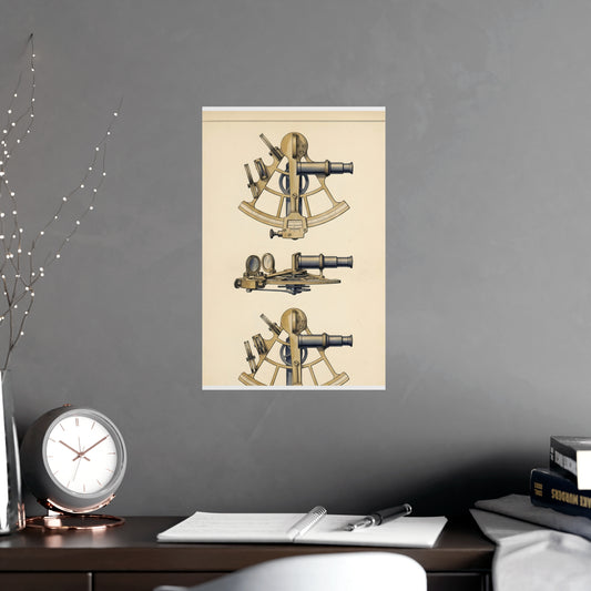 Sextant framed on a cream wall in a living room, 11x17 in print