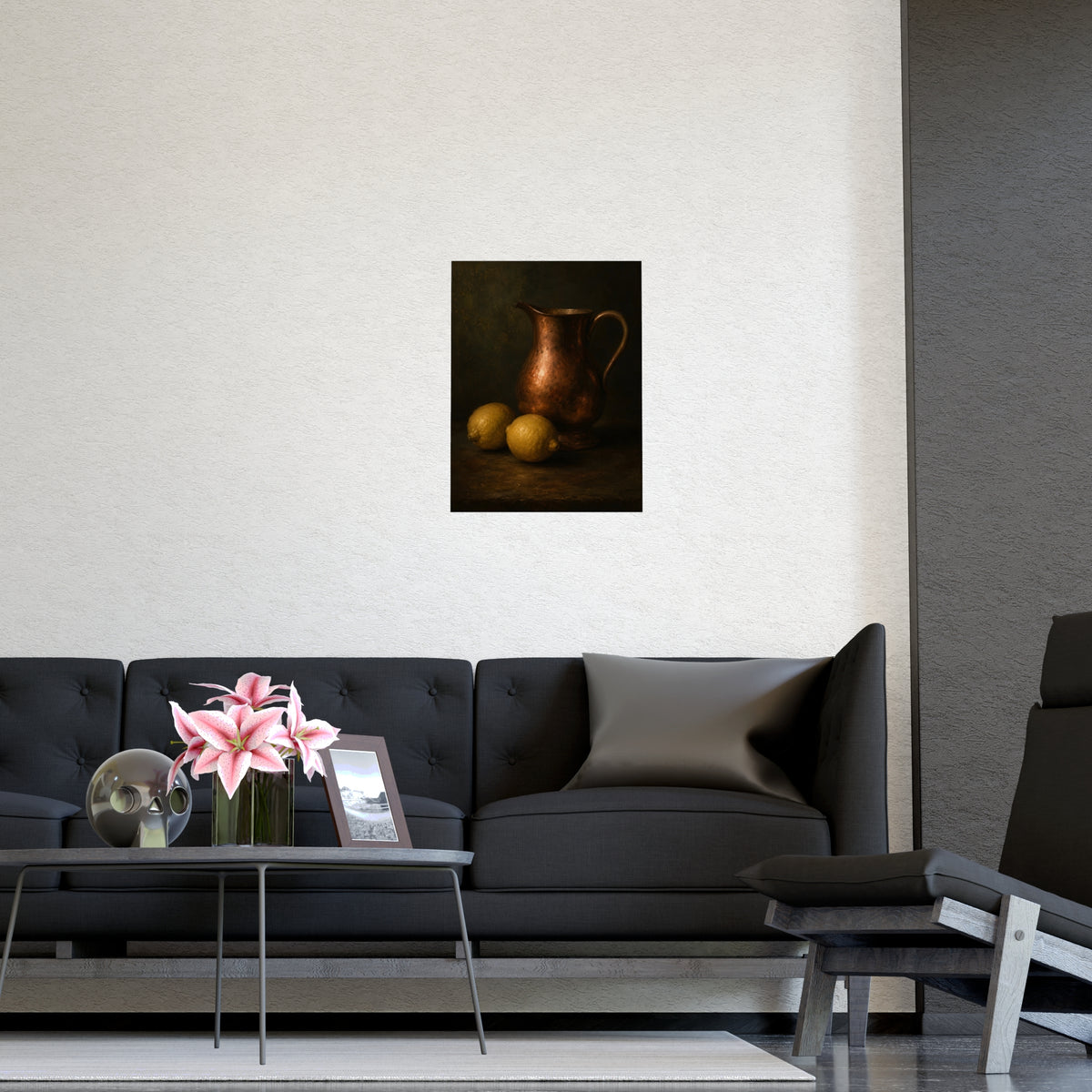 Copper and Lemons — copper and lemons, shown framed on a wall