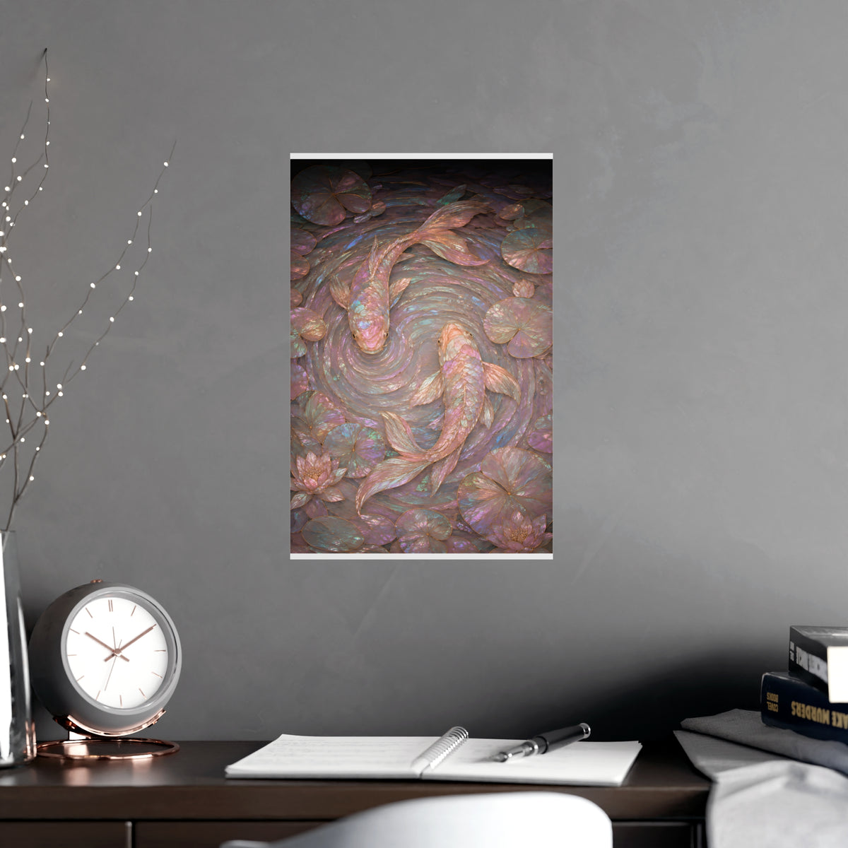 Koi, from Above — koi, from above, shown framed on a wall