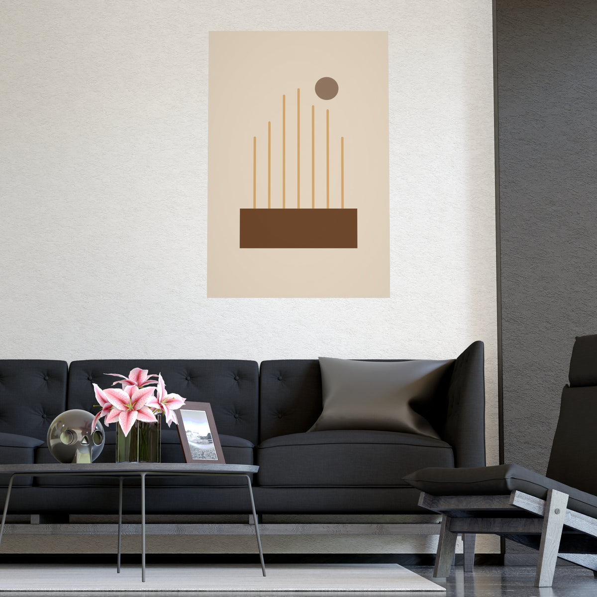 Muted 70s Lines Wall Art — lines in a muted 70s palette, shown framed on a wall