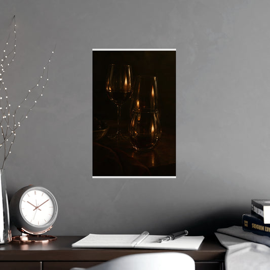 One Flame, Three Glasses — one flame, three glasses, shown framed on a wall